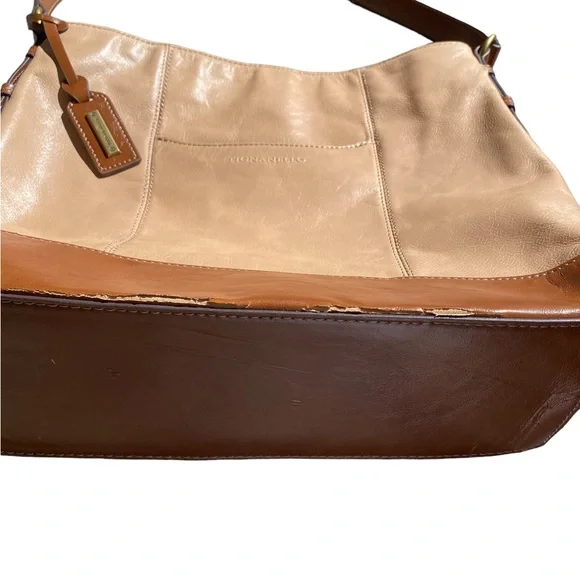 Tignanello Leather Tan and Brown Shoulder Bag Purse - Picture 3 of 14
